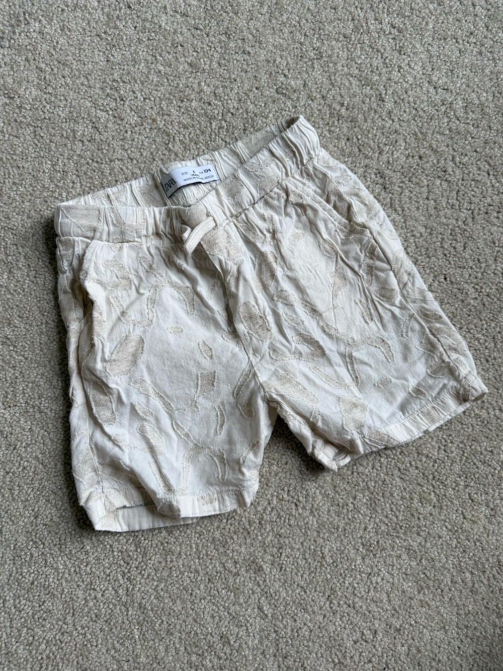 Zara Cream Embroidered Toddler Shorts